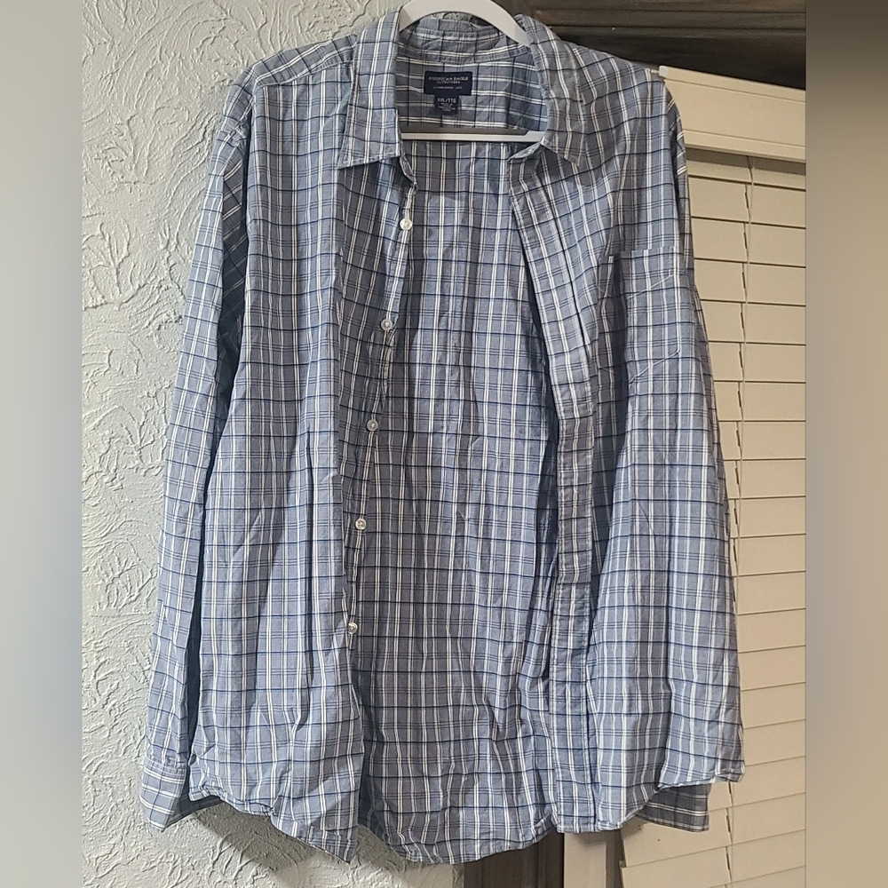 Vintage American Eagle Blue Plaid Button Front Shirt